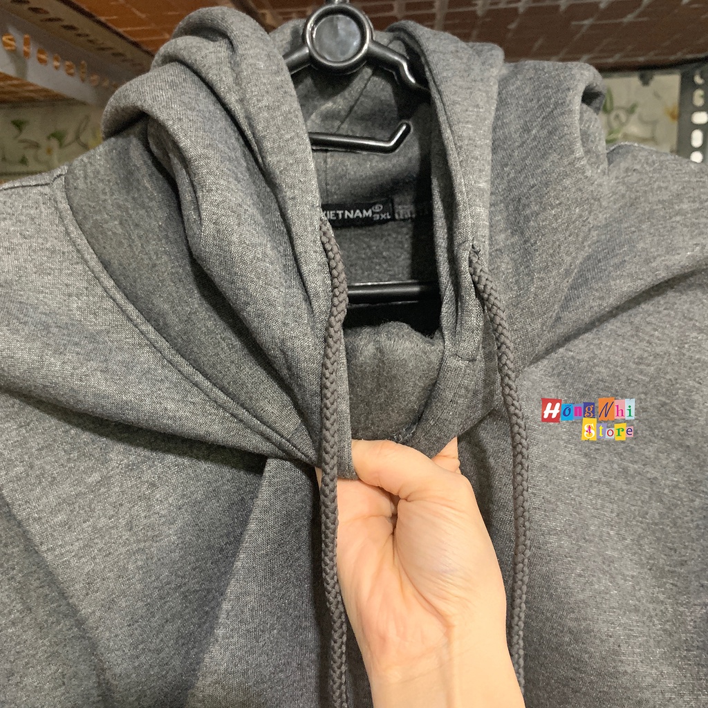 Áo Khoác Hoodie Trơn Ulzzang Unisex Màu Xám Đen Chất Nỉ Bông Cao Cấp Dáng Rộng Nam Nữ - MM