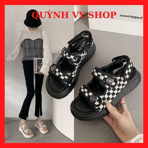 Sandal đi học đi chơi đi làm sành điệu hót hít sandal sịn kẻ ô mã Q43