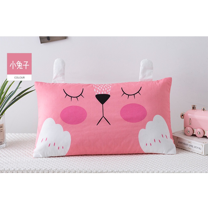 Gối trẻ em cotton 100% Size 30x50 cm, gối cho bé có khóa kéo ruột bông gòn trắng LODIVA