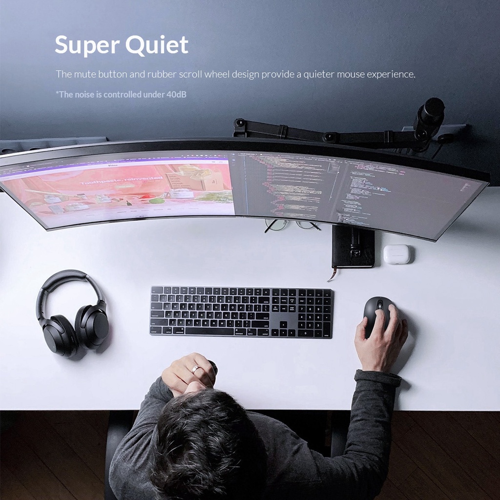 Chuột không dây ORICO WDM-V2C Bluetooth 2.4GHz cao cấp có bộ thu USB không gây ồn（WDM-V2C）