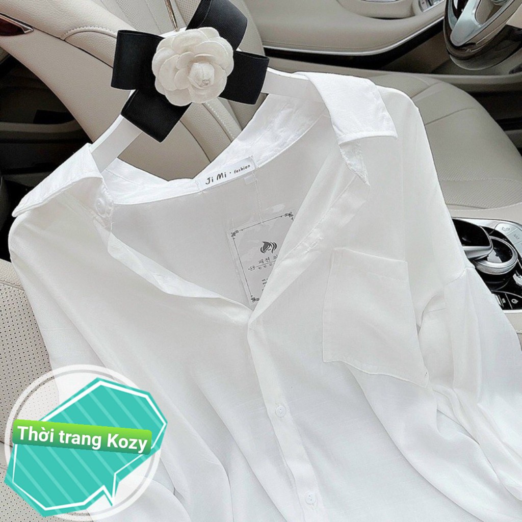 ÁO SƠ MI ĐŨI LỤA OVERSIZE CÓ TÚI NGỰC SWEET