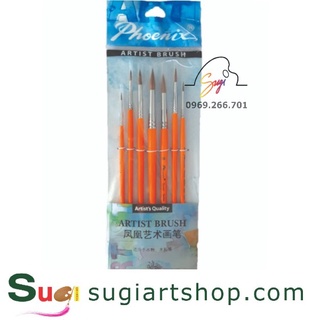 Bộ cọ đầu phọn Phoenix 8805, 7 cây đầu nhọn, cọ lông sóc [ Sugi art shop]