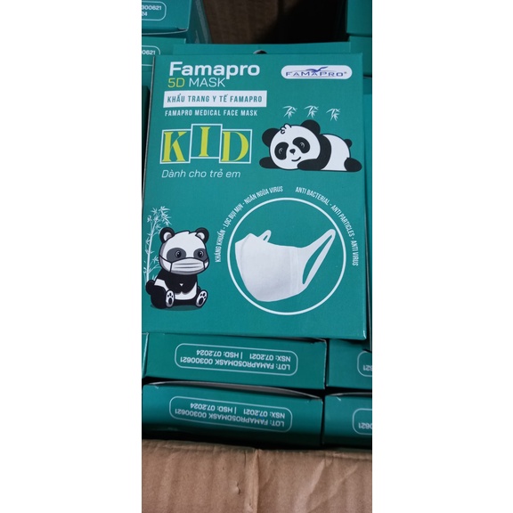 Khẩu Trang 5D Kids FAMAPRO Dành cho bé từ 1-5 tuổi Hộp 10 Cái