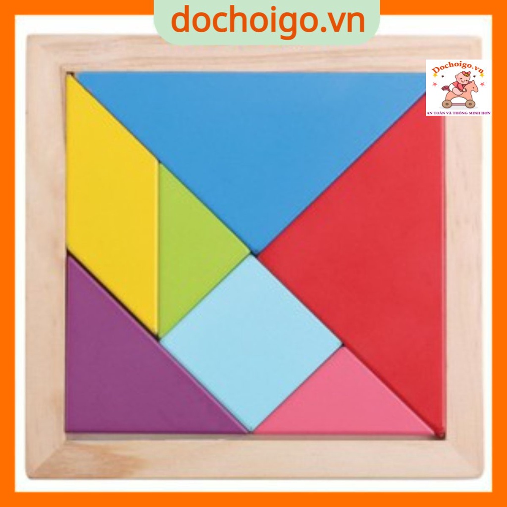 Đồ chơi xếp hình tangram loại dày dặn 1cm cho bé, đồ chơi gỗ an toàn dochoigo.vn