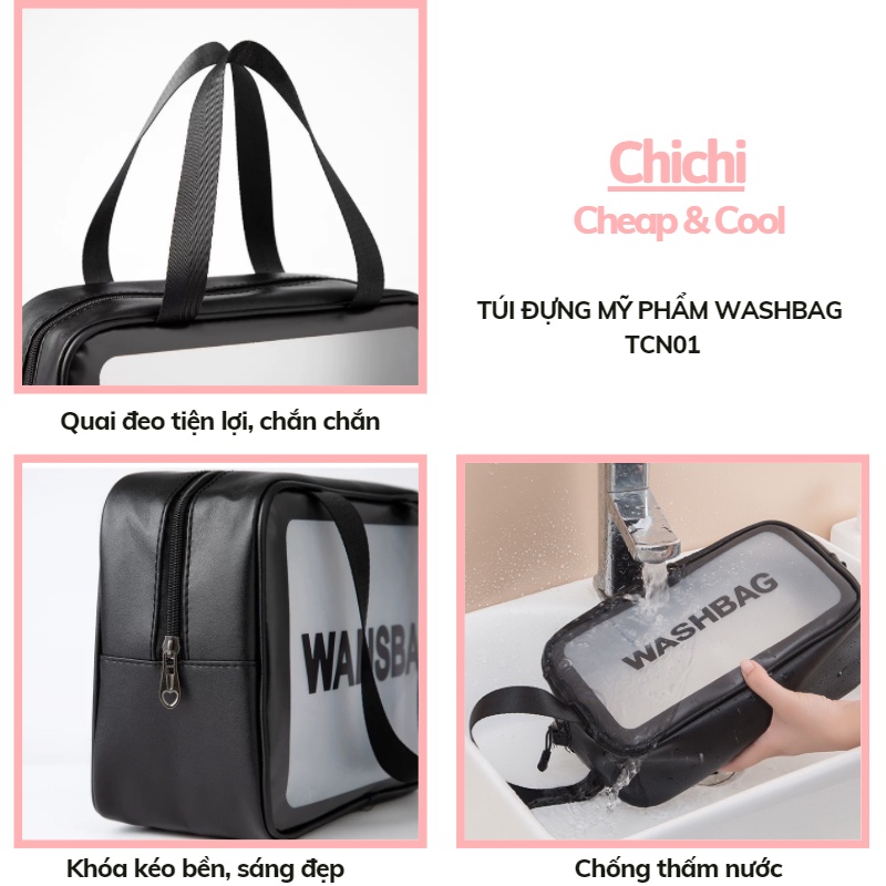 Combo 3 Túi đựng mỹ phẩm WASHBAG 3 size 3 màu đựng đồ trang điểm đồ cá nhân chống thấm nước