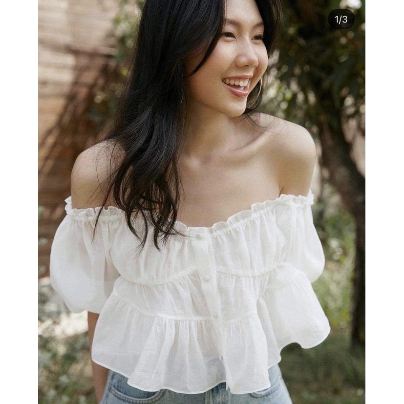 ÁO KIỂU BỒNG BỀNH XINH XẮN 3 MÀU TRẮNG ĐEN NÂU GIÁ RẺ - CALI TOP