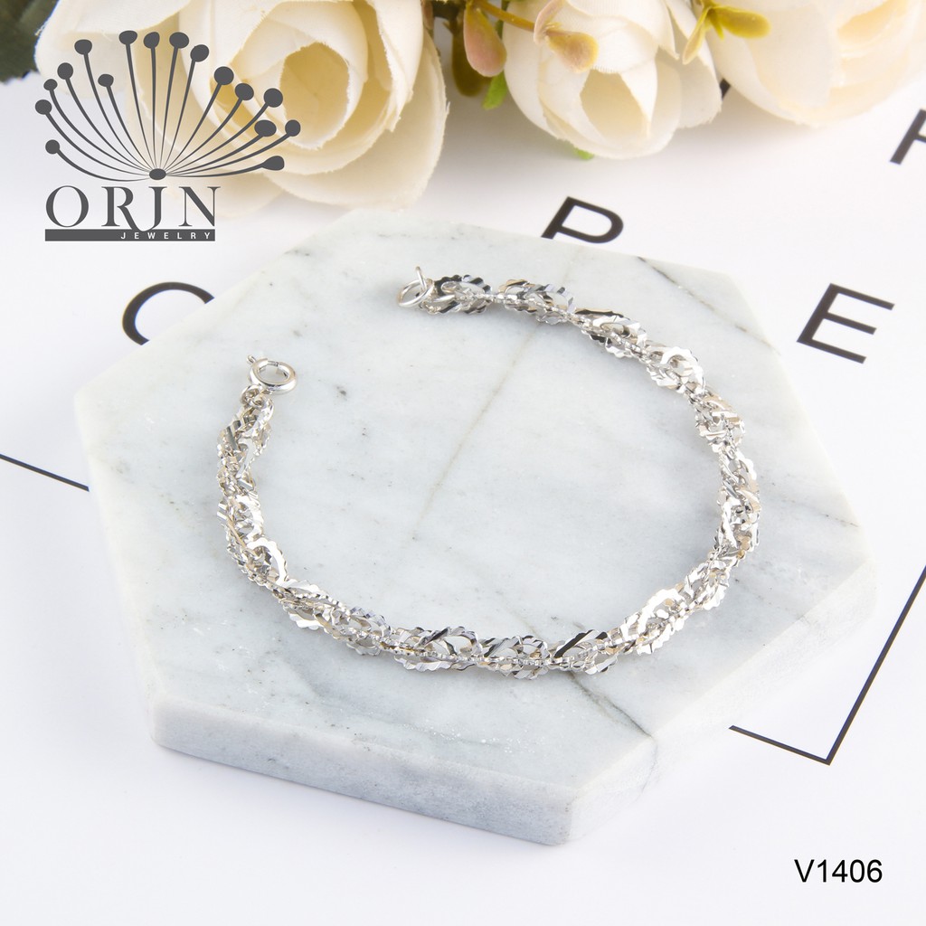 Lắc tay nữ dây khế trắng thiết kế cao cấp Orin V1406