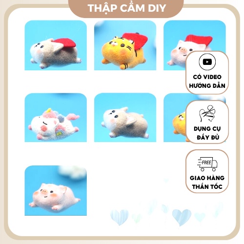 Len Chọc Handmade, Bộ Kit Len Chọc Heo Mập Bay
