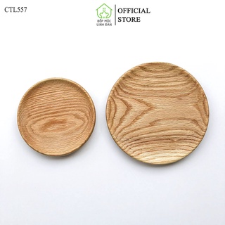 Đĩa gỗ sồi hahanco đựng thức ăn, hoa quả, decor_vân đẹp, siêu sạch