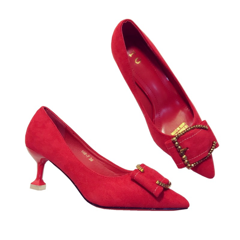 Giày Cao Gót Da Lộn Mũi Nhọn Thời Trang Thanh Lịch Cho Nữ | BigBuy360 - bigbuy360.vn