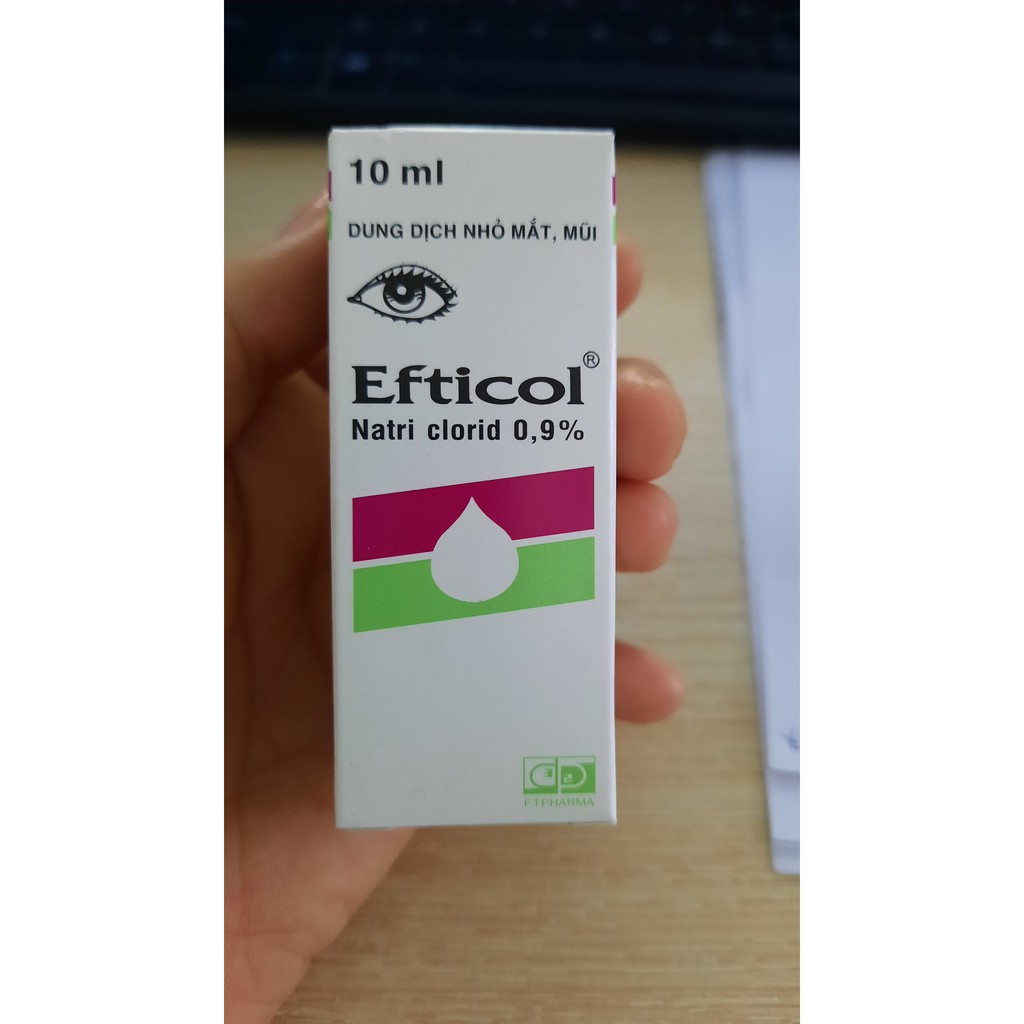 Nước muối sinh lý vệ sinh,nhỏ mắt, nhỏ mũi, Efticol, Natri clorid 0.9%,1 lốc (10 chai)