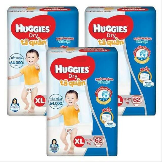 TÃ QUẦN HUGGIES SIZE SIÊU ĐẠI M74. L68. Xl62. 2XL56.