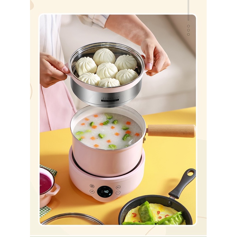 Nồi Điện, nấu , hấp, lẩu, hầm đa Năng 3 tầng(tặng kèm đế lót gỗ , thìa gỗ)