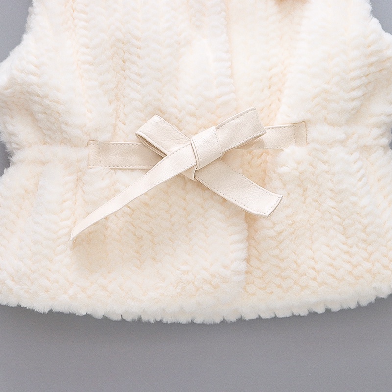 Áo Khoác Lông Dày Không Tay Màu Trơn Chống Gió Giữ Ấm Mùa Đông Phong Cách Hàn Quốc Cho Bé Gái 1-5 Tuổi