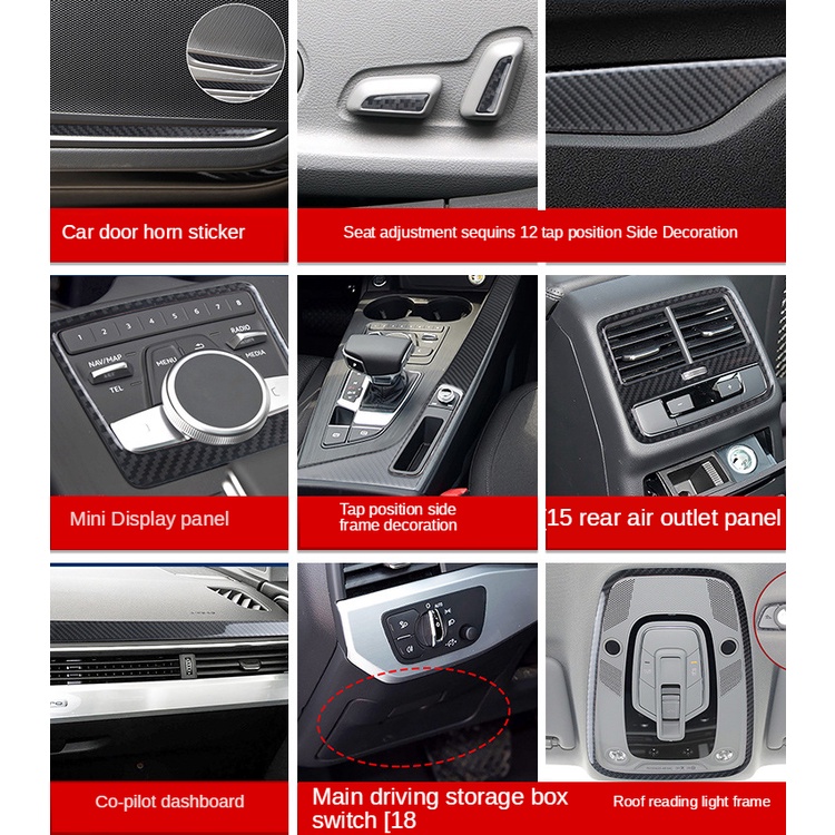 Bộ khung viền trang trí vô lăng xe hơi Audi A4 bằng sợi carbon