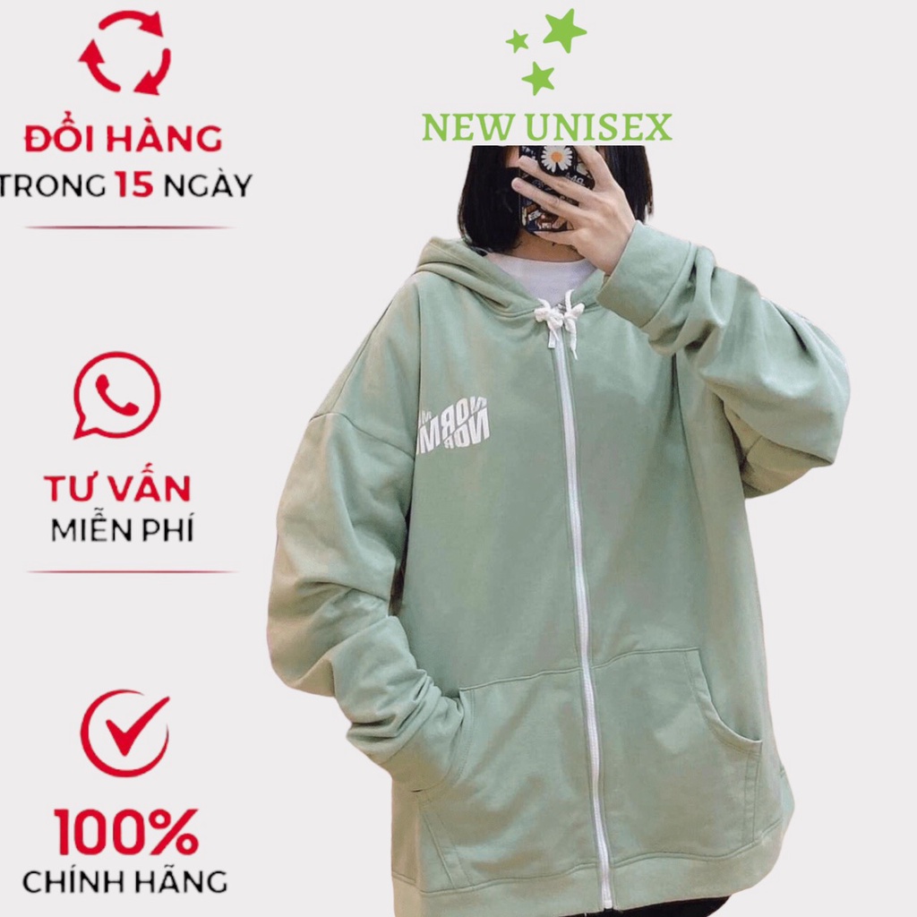 Áo khoác nữ Hoodie form rộng in MOSNORMOS Khóa Dây Kéo Chất Liệu NỈ Ngoại Cao Cấp TP [NewUnisex]