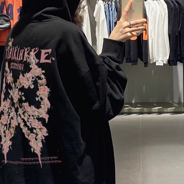 Áo Hoodie Dài Tay In Chữ Và Bướm Thời Trang Dành Cho Nữ