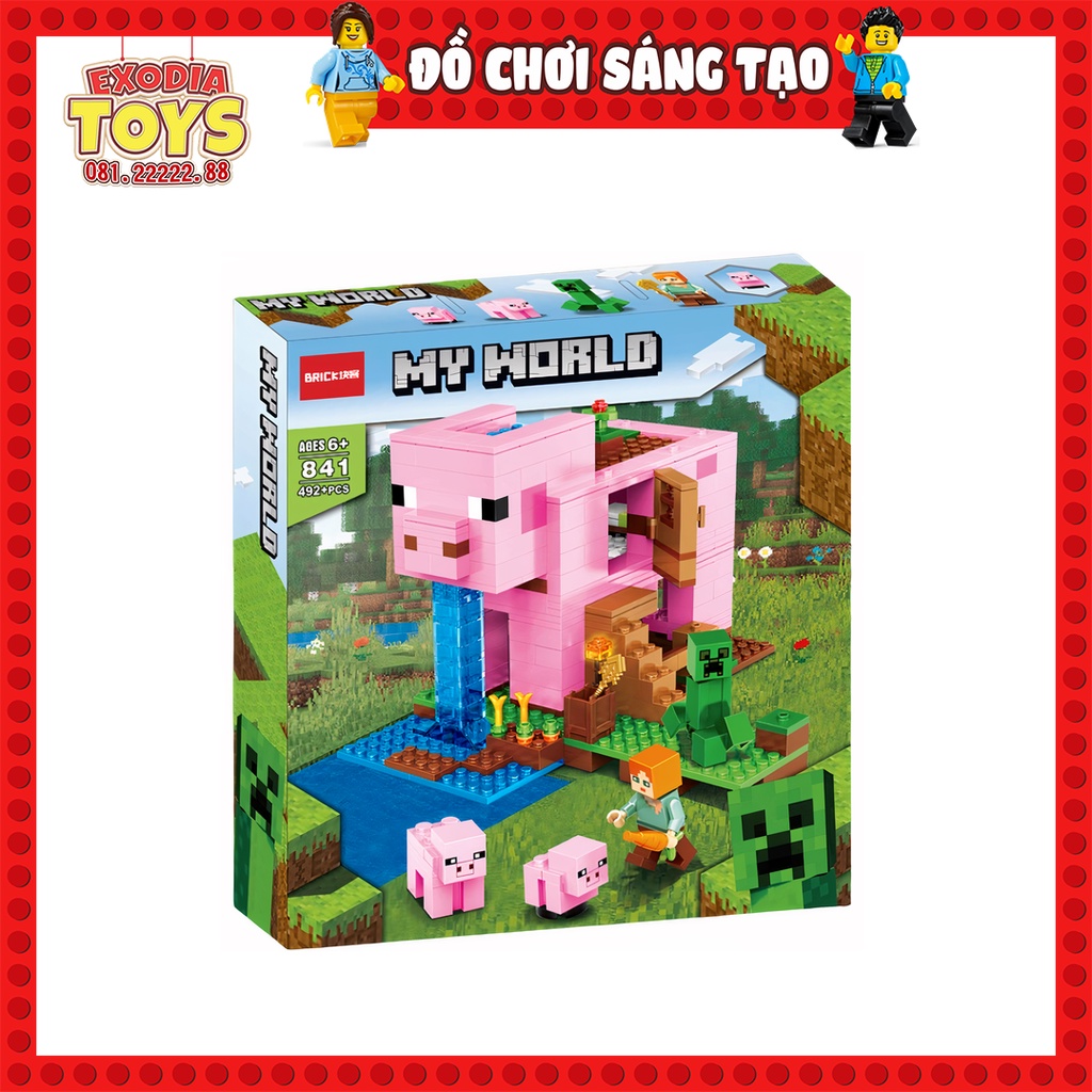 Xếp hình Minecraft Ngôi Nhà Heo : The Pig House - Đồ Chơi Lắp Ghép Sáng Tạo - BRICK 841 Ideas 21170