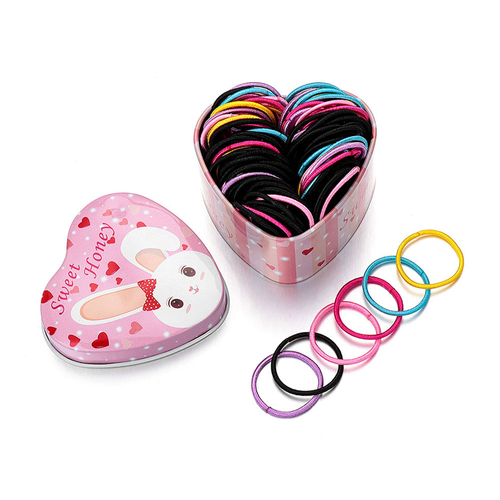 (Hàng Mới Về) Hộp 50 Dây Chun Buộc Tóc Nhiều Màu Sắc Xinh Xắn