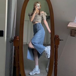 Chân váy jean bò denim xẻ tà dài