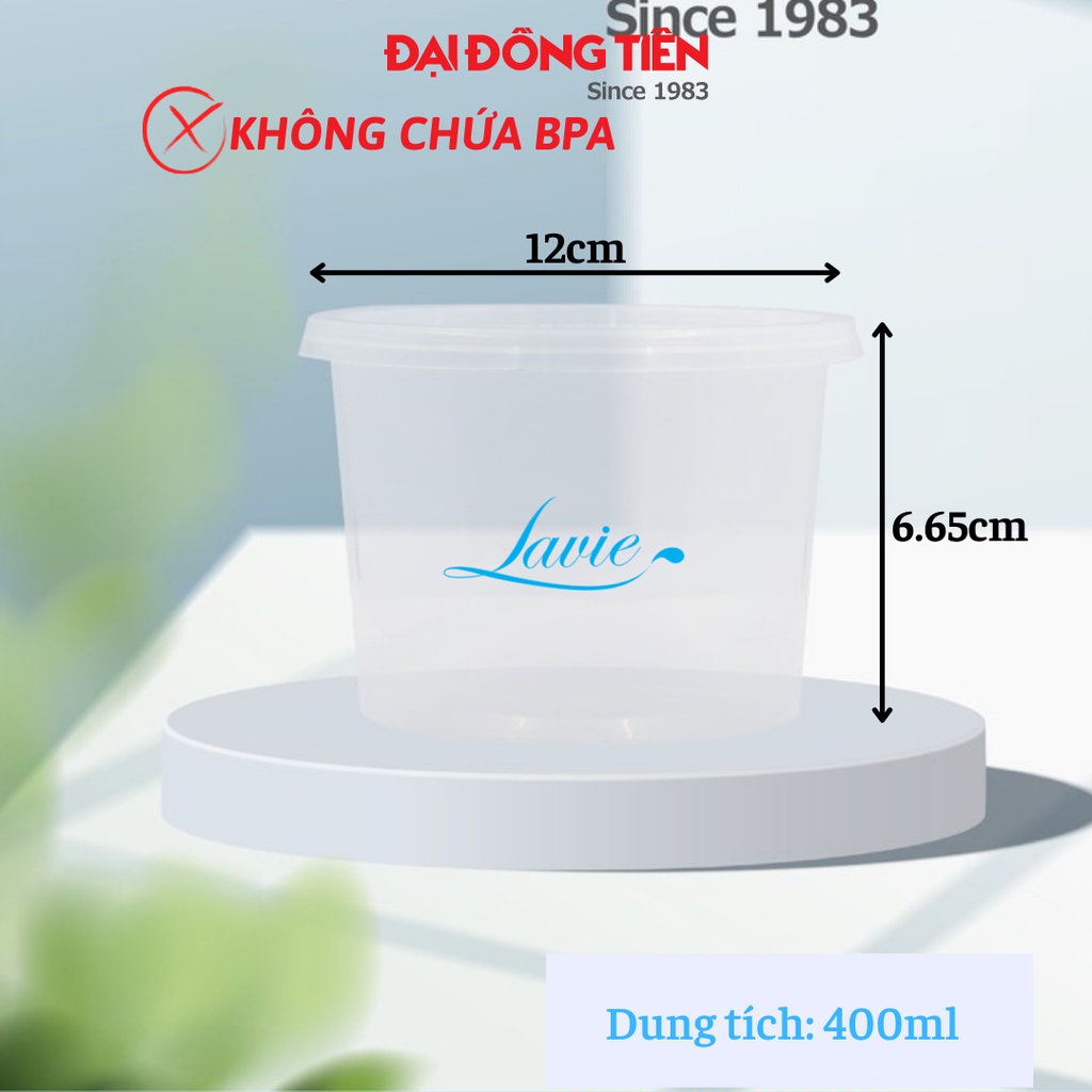 Bộ 10 hộp nhựa mỏng đựng thực phẩm hình tròn dùng được cho lò vi sóng Đại Đồng Tiến 400ml