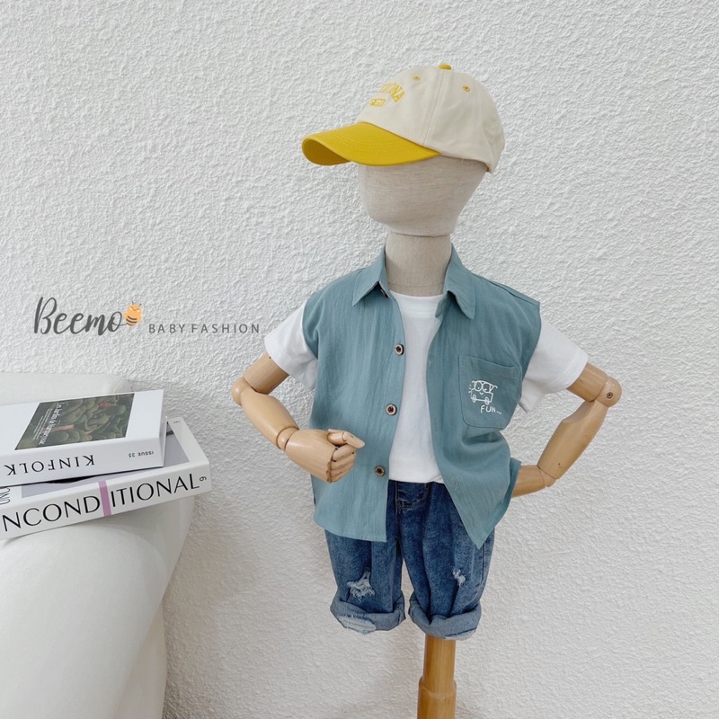 Áo sơ mi đũi Tank Top bé trai-MS58