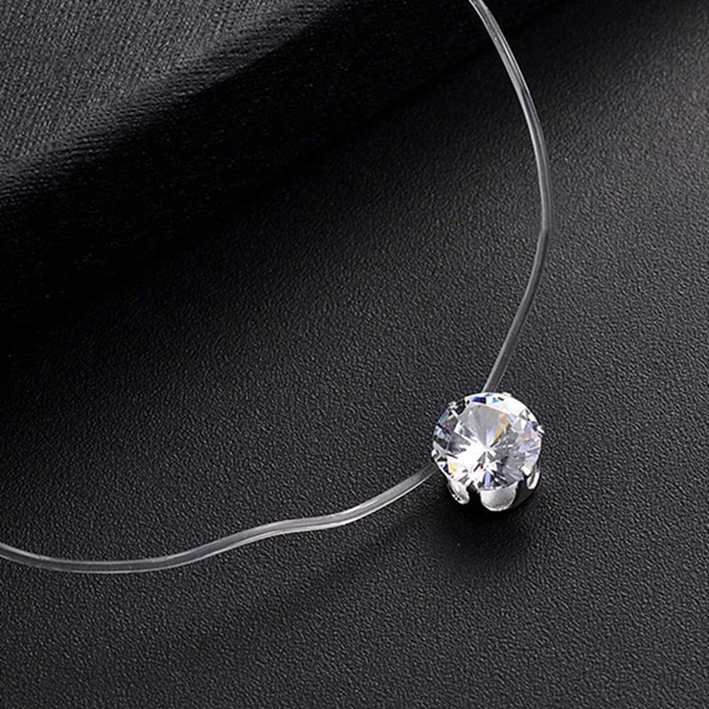 Vòng cổ dây kiểu câu cá vô hình đính đá zircon nhân tạo thời trang đơn giản