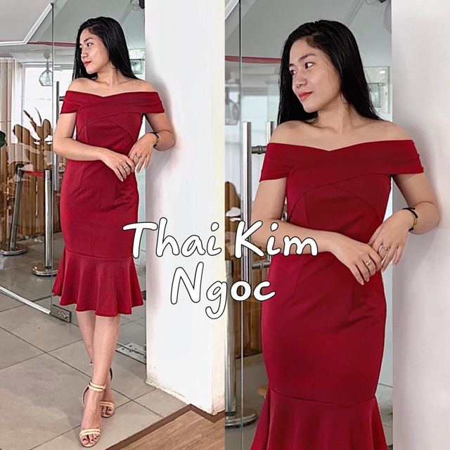Đầm dự tiệc dáng ôm body bẹt vai đắp chéo đuôi cá kèm ảnh thật | BigBuy360 - bigbuy360.vn