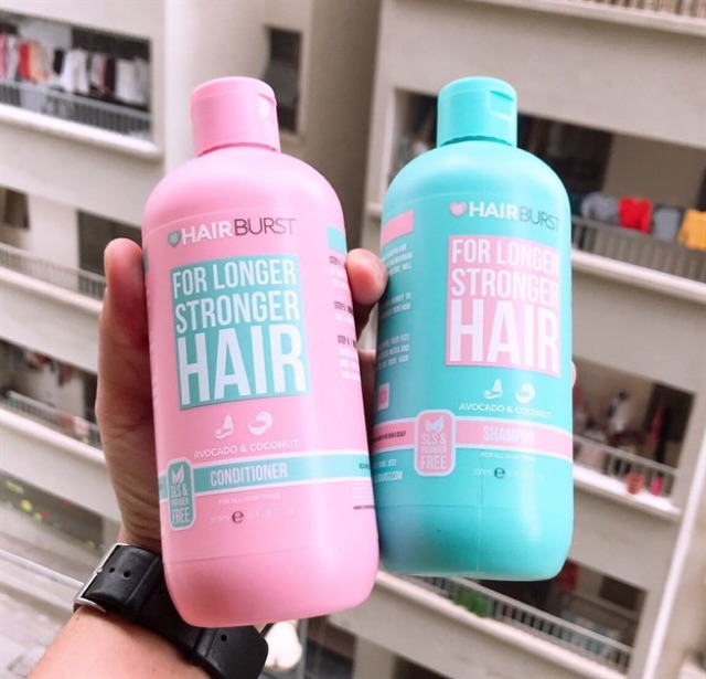 Cặp 2 chai dầu gội xả HAIR BURST xanh-hồng