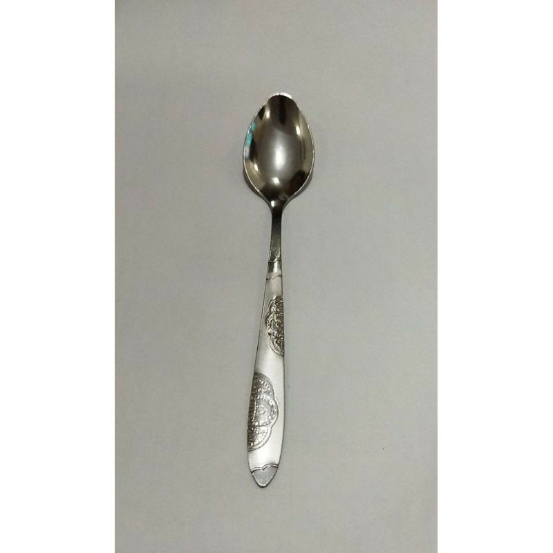 Sét 5 Thìa inox - muỗng súp inox cán dài 17cm trạm khắc hoa văn tinh tếtongkhogiadunggiasieure