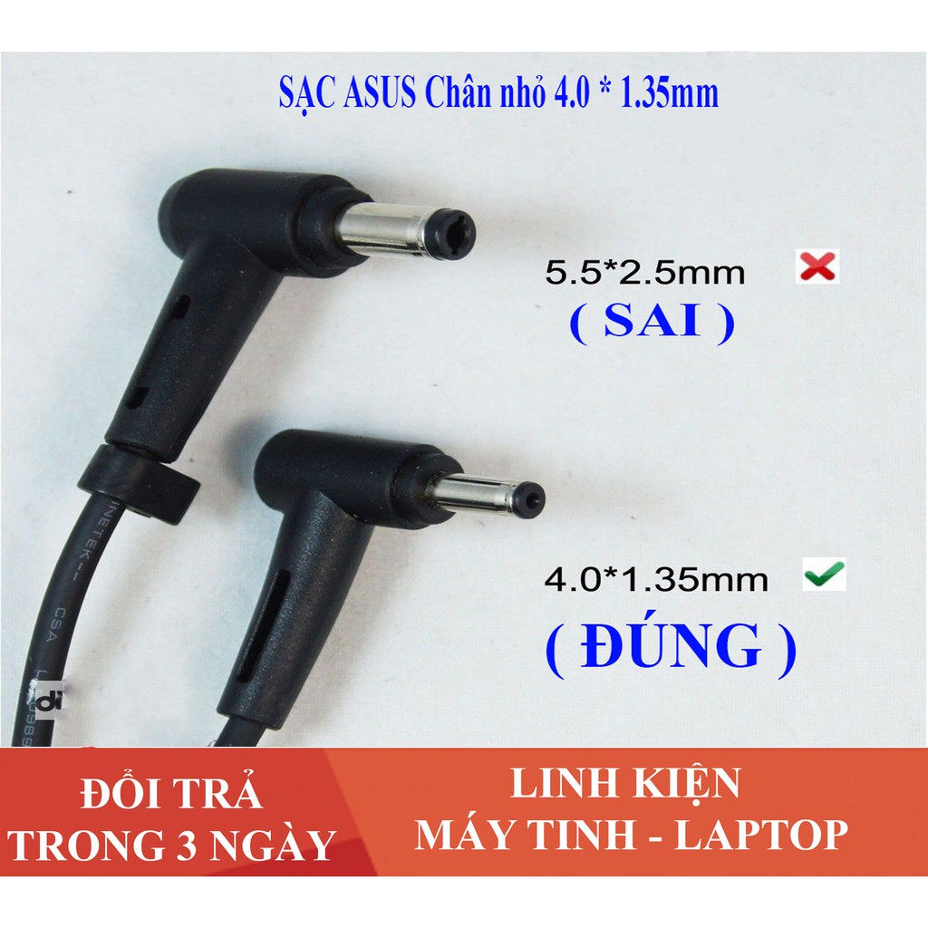 Sạc Laptop Asus 19V - 2.37A/3.42A Sạc vuông chân nhỏ 1.35 dành cho máy X453 X553 E402 E502 X441 [FREE SHIP ĐƠN TỪ 50K]