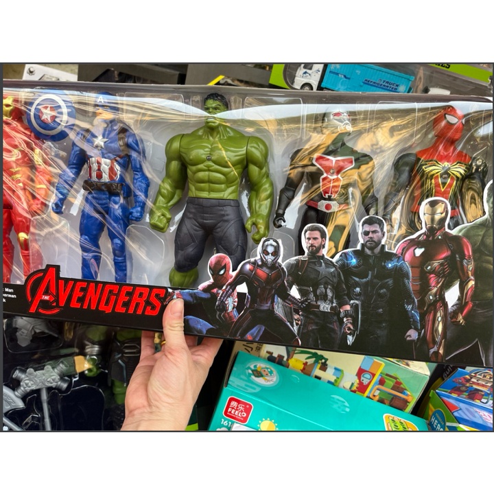 Set đồ chơi mô hình 5 siêu hùng Marvel Captain America, Thor, Iron Man, Spider man, Hulk, Ant-man và Thanos