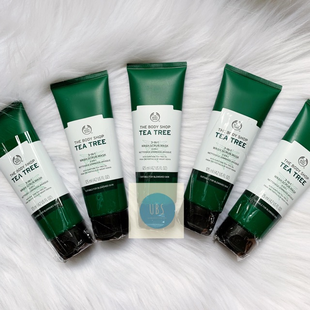 Mặt nạ tẩy da chết Tea tree The Body Shop 3 in 1 Scrub