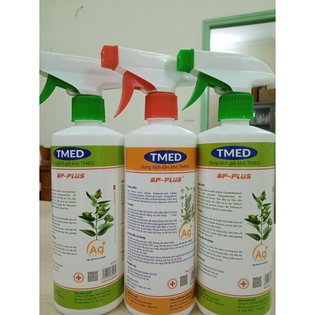 Dung dịch gội khô TMED chai 500ml, dầu gội khô không cần dùng nước cho người nằm viện, các mẹ sau sinh
