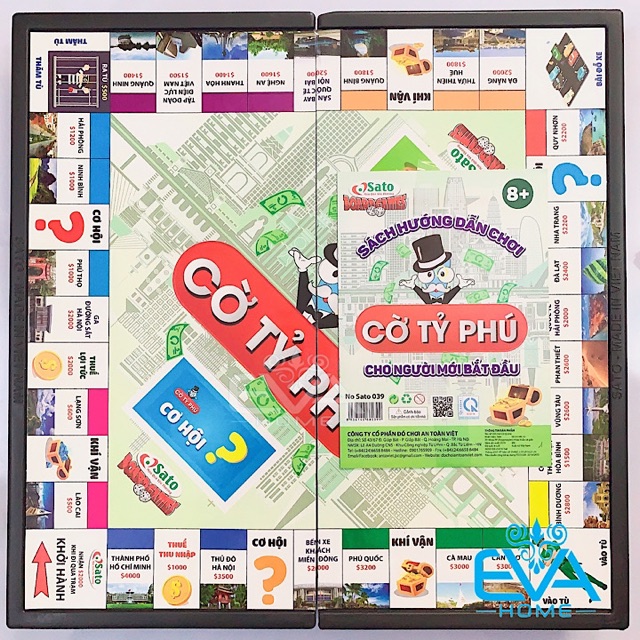 Bộ Đồ Chơi Bàn Cờ Tỷ Phú Nhựa Gấp SaTo Board Games Kèm Sách Hướng Dẫn