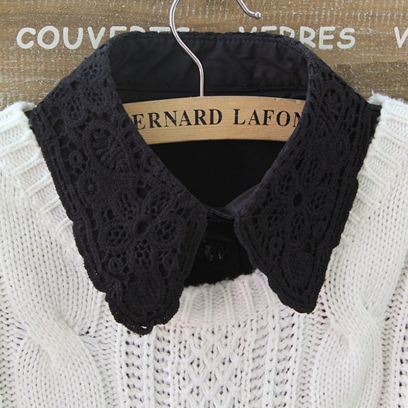 Yoioi Cổ Áo Sơ Mi Choker Ren Màu Trơn Có Thể Tháo Rời Cho Nữ