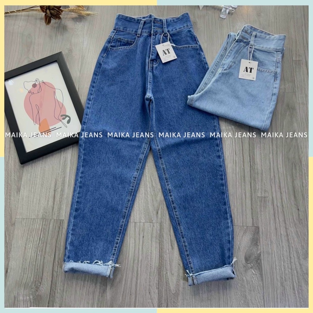 Quần Jean Baggy Nữ Lai Cuốn Lưng Cao Siêu Tôn Dáng Màu Xanh ,Đen Shop YuRi Jeans HÌNH THậT 100%