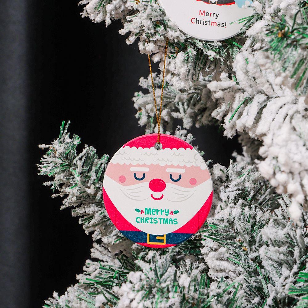 CONOPERY Thẻ Treo Cây Thông Noel Hình Tròn In Họa Tiết Vui Nhộn