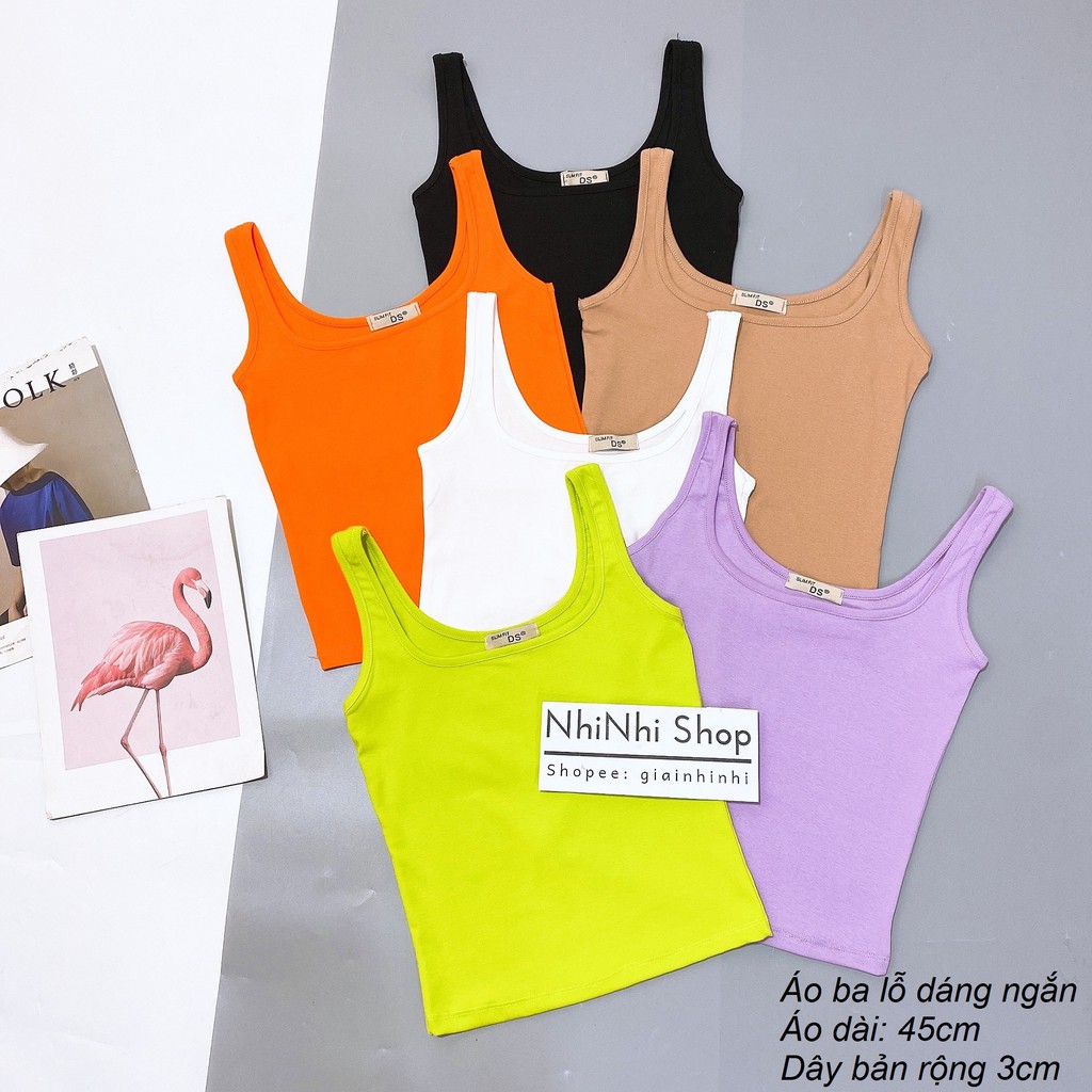 Áo thun ba lỗ hai dây nhỏ tôn dáng croptop, Áo ba lỗ dáng ôm form ngắn CS0908 - NhiNhi Shop