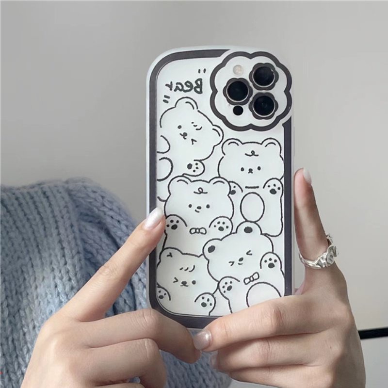 Ốp Điện Thoại Silicon Mềm Đục Trong Suốt In Hình Gấu Hoạt Hình Cho iPhone 13 Pro Max 11 12 Pro Max 7 8 Plus X XR XS Max