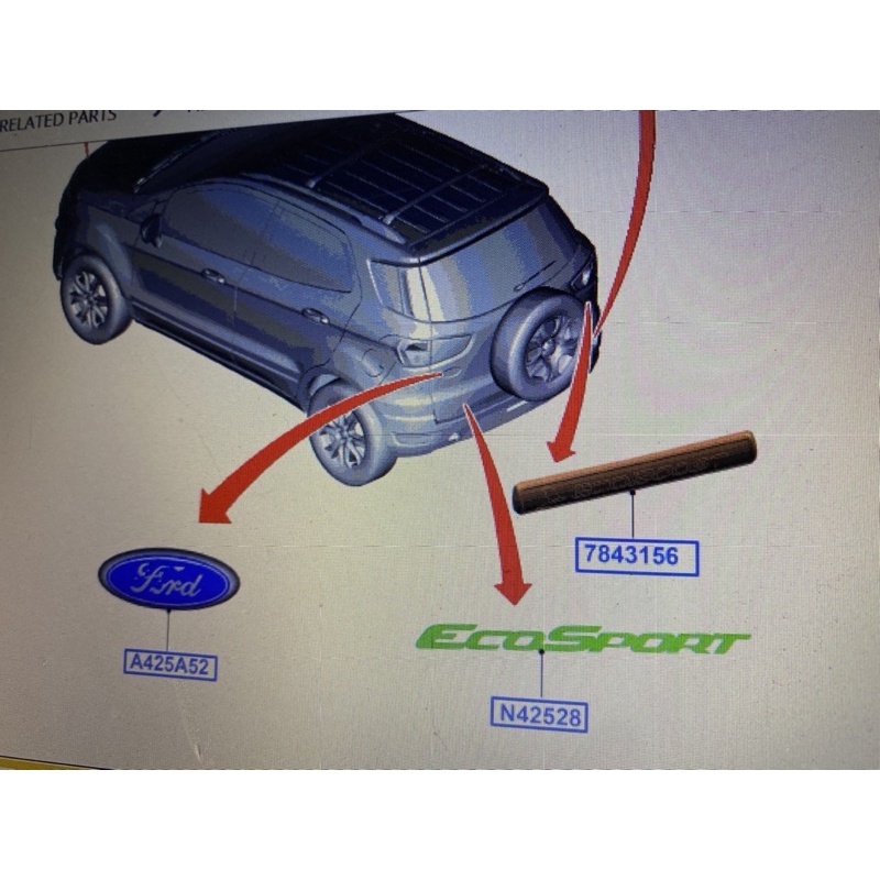 Lô gô sau, biểu tượng chữ Ford trên cánh cửa hậu Ford EcoSport / hàng chính hãng CN15402A16AA