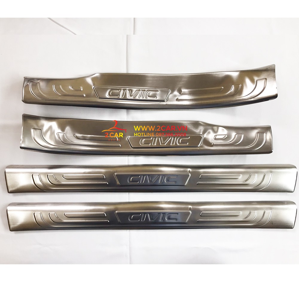 Ốp Bậc Cửa, Nẹp Bước Chân Trong, Ngoài Xe Honda Civic 2016 - 2021 Chất liệu inox cao cấp