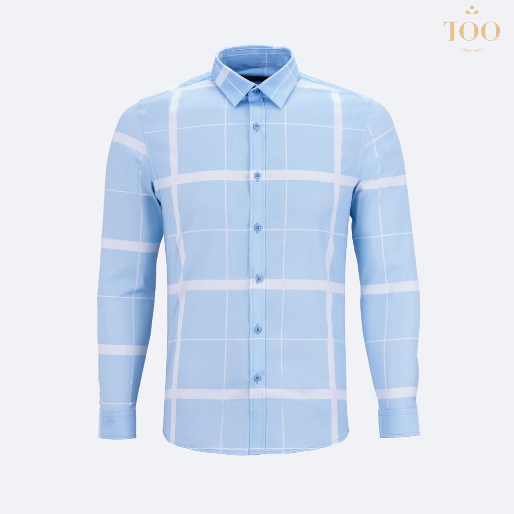 Áo sơ mi nam dài tay TQQ dáng Super Slim ôm body K470 màu xanh nhạt chất liệu Viscose thoáng mát hạn chế nhăn