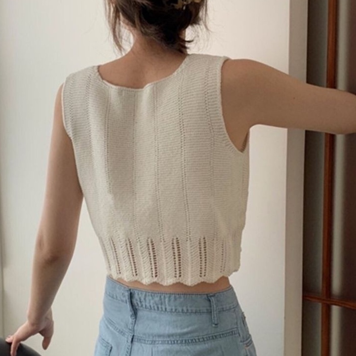 Áo Len Không Tay Cổ Chữ V Form Rộng Thời Trang Mùa Hè Mới