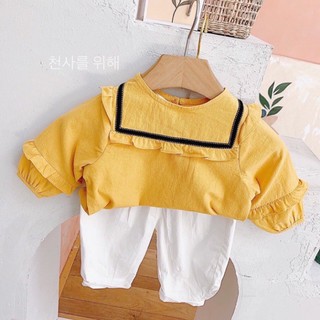 Xả set cổ viền đen cho bé gái