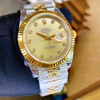 Đồng hồ Nam Rolex máy Nhật, Mẫu classic mặt vàng viền vàng