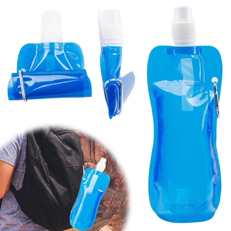 Bình Đựng Nước Mini 480ml Có Thể Gấp Gọn Tiện Dụng Mang Theo Du Lịch