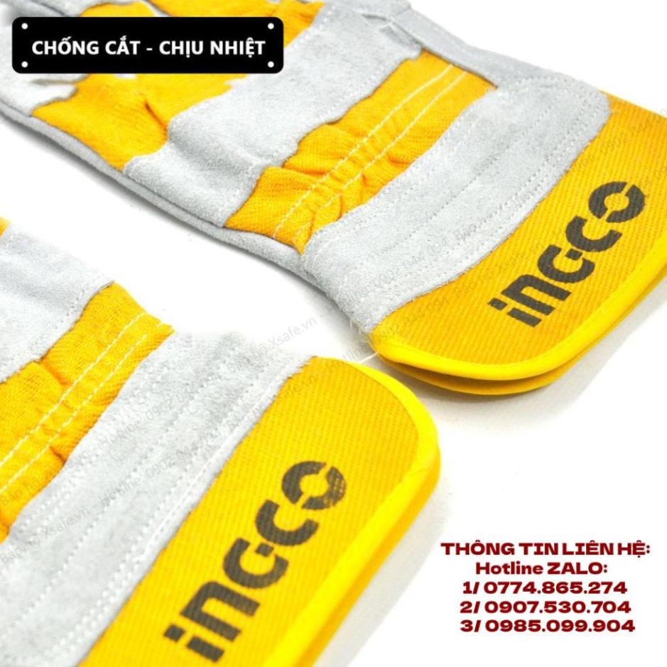Găng tay cách nhiệt vải da bò thật TOTAL TSP14101 INGCO HGVC01 TOLSEN 45024 Bao tay lao động  hàn cắt, cơ khí