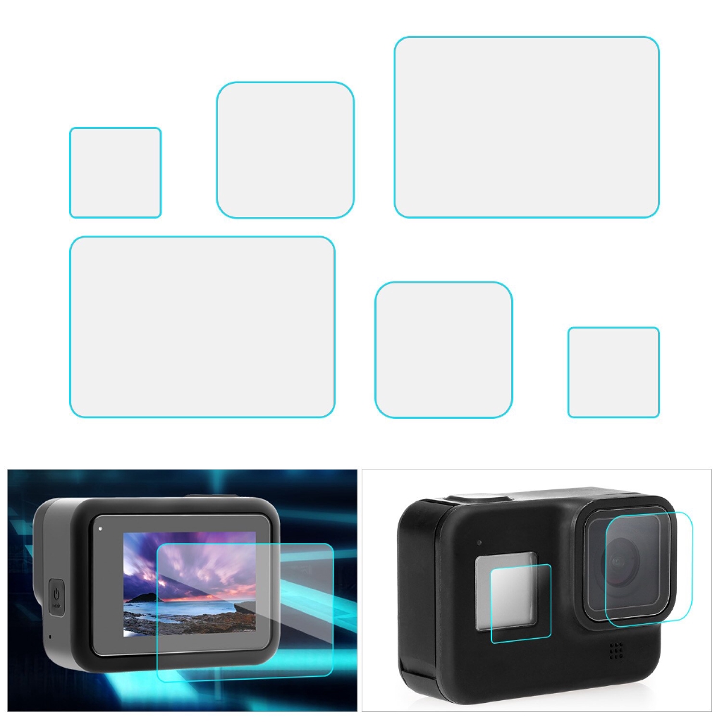 Hành động Phụ kiện máy ảnh 6pcs Ultra-rõ ràng Screen Protector Tempered Glass Screen phim Tương thích với cho GoPro Anh hùng 8 camera