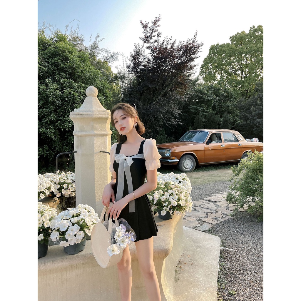 Váy đi biển tay bèo tơ tiểu thư xinh xắn LUHAZO  nữ đi biển  sang chảnh kiểu Hàn Quốc DK9T202